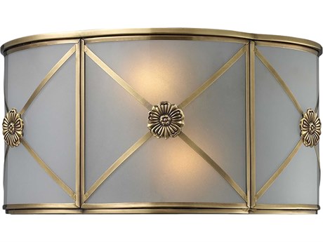 Elk Home Preston 2-Light Brushed Brass Glass Wall Sconce