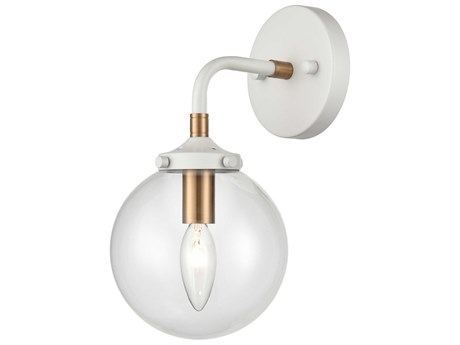 Elk Home Boudreaux 1-Light Matte White Satin Brass Glass Wall Sconce