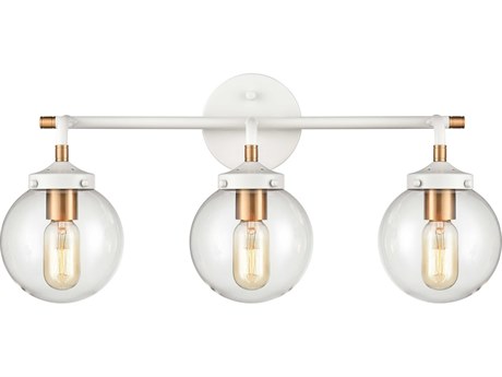 Elk Home Boudreaux 3-Light Matte White Satin Brass Glass Vanity Light