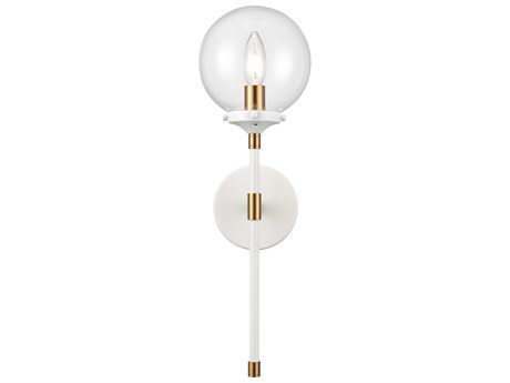 Elk Home Boudreaux 1-Light Matte White Satin Brass Glass Wall Sconce