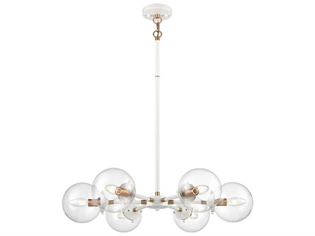 Elk Home Boudreaux 6-Light Matte White Satin Brass Glass Globe Chandelier