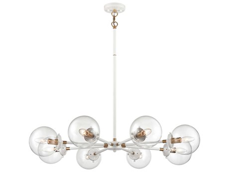Elk Home Boudreaux 8-Light Matte White Satin Brass Glass Globe Chandelier