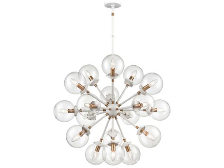 Elk Home Boudreaux 18-Light8-Light Matte White Satin Brass Glass Globe Sputnik Chandelier