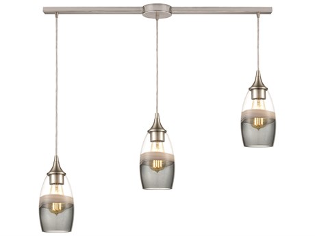 Elk Home Sutter Creek 3-Light Satin Nickel Clear Glass Island Pendant