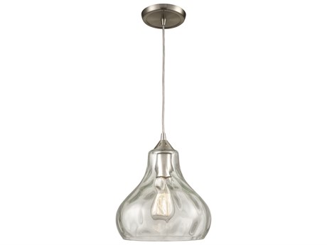Elk Home Belmont 1-Light Satin Nickel Clear Glass Bell Mini Pendant