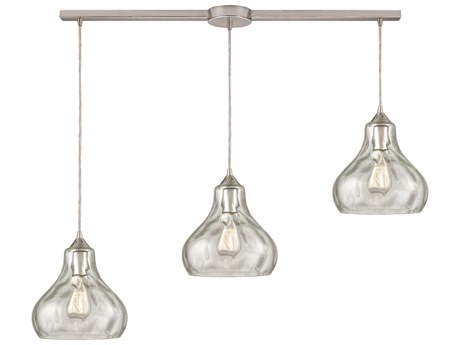 Elk Home Belmont 3-Light Satin Nickel Clear Glass Bell Island Pendant