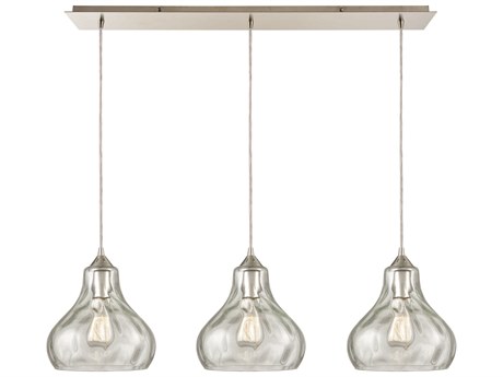 Elk Home Belmont 3-Light Satin Nickel Clear Glass Bell Island Pendant