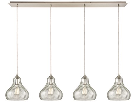Elk Home Belmont 4-Light Satin Nickel Clear Glass Bell Island Pendant