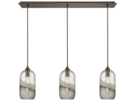 Elk Home Sutter Creek 3-Light Oil Rubbed Bronze Chrome Glass Island Pendant