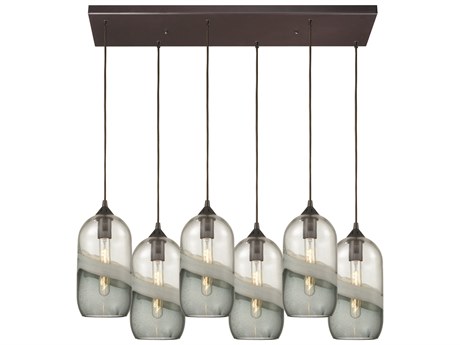 Elk Home Sutter Creek 6-Light Oil Rubbed Bronze Clear Glass Island Pendant