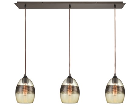 Elk Home Whisp 3-Light Oil Rubbed Bronze Clear Glass Island Pendant