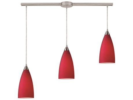 Elk Home Vesta 3-Light Satin Nickel Glass Island Pendant