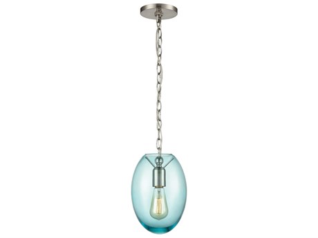 Elk Home Ellipsa 1-Light Satin Nickel Glass Mini Pendant