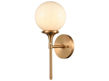 Elk Home Beverly Hills 1-Light Satin Brass Glass Wall Sconce
