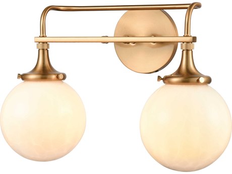 Elk Home Beverly Hills 2-Light Satin Brass Glass Vanity Light