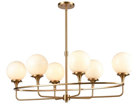Elk Home Beverly Hills 6-Light Satin Brass Glass Globe Island Pendant