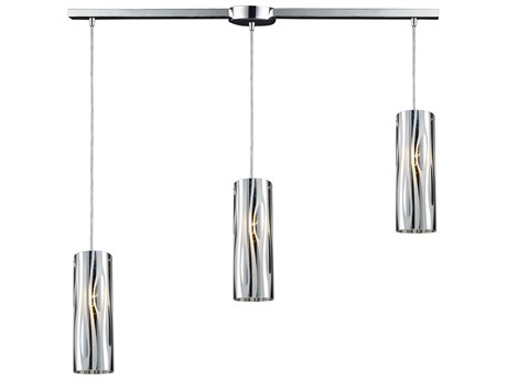 Elk Home Chromia 3-Light Polished Chrome Glass Cylinder Island Pendant