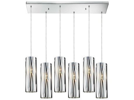 Elk Home Chromia 6-Light Polished Chrome Glass Cylinder Island Pendant