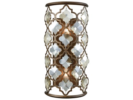 Elk Home Armand 2-Light Weathered Bronze Crystal Wall Sconce