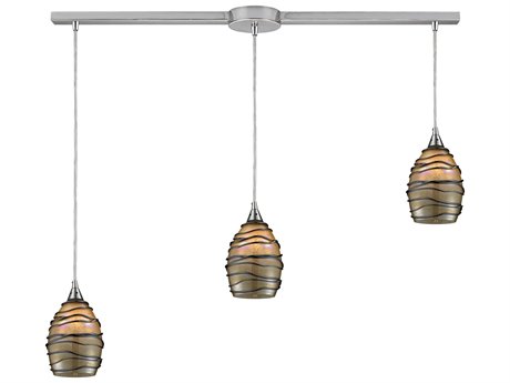 Elk Home Vines 3-Light Satin Nickel Glass Island Pendant