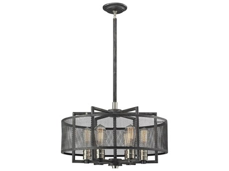 Elk Home Slatington 6-Light Silvered Graphite & Brushed Nickel Gray Drum Chandelier