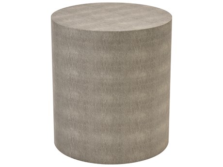 Elk Home Round Wood Gray Faux Leather End Table