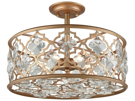 Elk Home Armand 4-Light Matte Gold Crystal Drum Semi Flush Mount