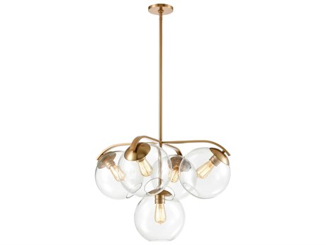 Elk Home Collective 5-Light Satin Brass Clear Glass Globe Chandelier