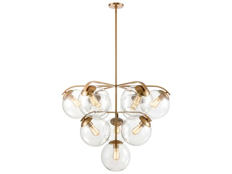 Elk Home Collective 10-Light Satin Brass Clear Glass Globe Tiered Chandelier
