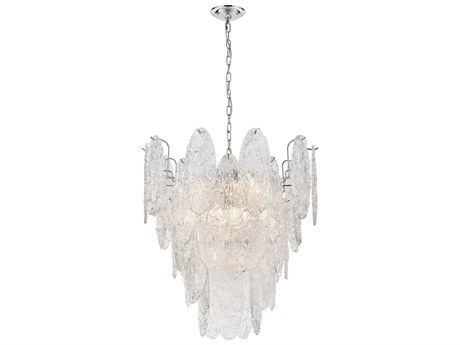 Elk Home Frozen Cascade 9-Light Polished Chrome Clear Glass Candelabra Chandelier