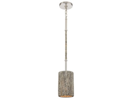 Elk Home Abaca 1-Light Polished Nickel Cylinder Mini Pendant