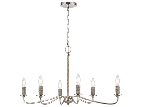 Elk Home Abaca 6-Light Polished Nickel Island Pendant