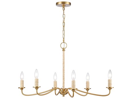 Elk Home Abaca 6-Light Brushed Gold Island Pendant