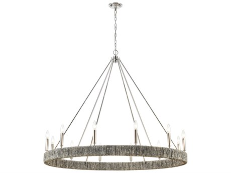 Elk Home Abaca 12-Light Polished Nickel Candelabra Round Chandelier