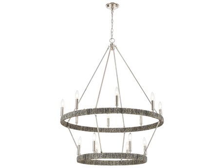 Elk Home Abaca 14-Light Polished Nickel Candelabra Tiered Chandelier