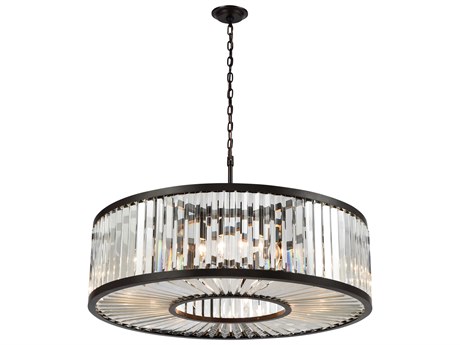 Elk Home Palacial 11-Light Oil Rubbed Bronze Clear Crystal Drum Pendant