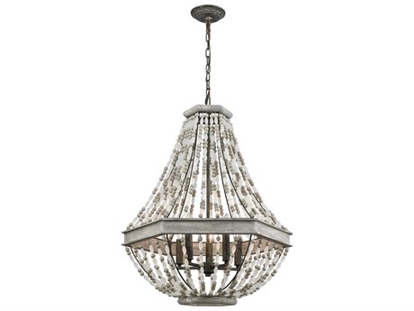 Elk Home Summerton 5-Light Washed Gray Malted Rust Brown Candelabra Chandelier
