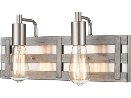 Elk Home Brigantine 2-Light Weathered Driftwood Satin Nickel Vanity Light