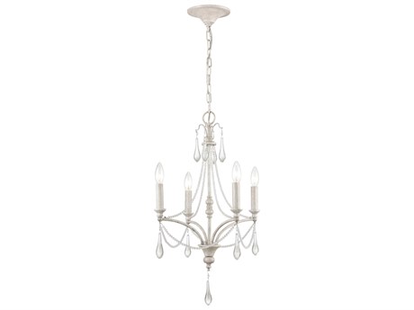 Elk Home French Parlor 4-Light Vintage White Crystal Glass Candelabra Chandelier