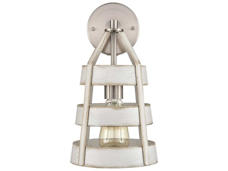 Elk Home Brigantine 1-Light Satin Nickel White Wall Sconce