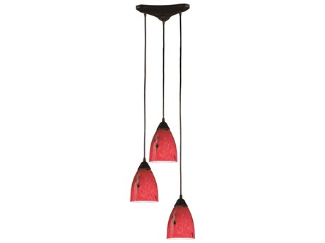 Elk Home Classico 3-Light Dark Rust Black Glass Pendant