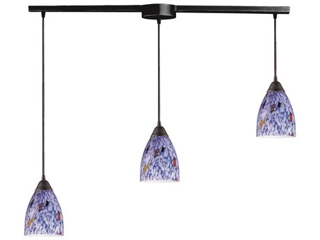 Elk Home Classico 3-Light Dark Rust Black Glass Island Pendant