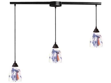 Elk Home Classico 3-Light Dark Rust Black Glass Island Pendant