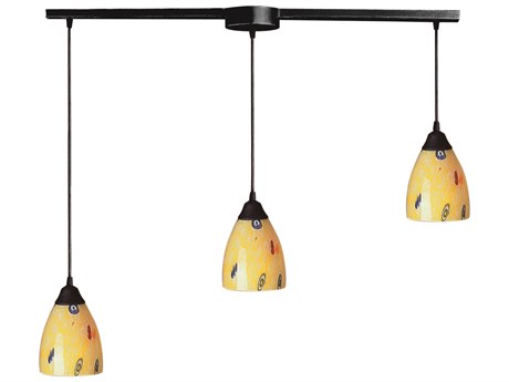Elk Home Classico 3-Light Dark Rust Black Glass Island Pendant