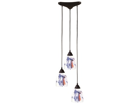 Elk Home Classico 3-Light Dark Rust Black Glass Pendant