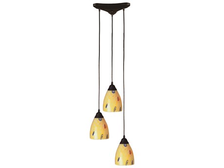 Elk Home Classico 3-Light Dark Rust Black Glass Pendant