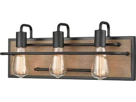 Elk Home Copley 3-Light Matte Black Aspen Brown Vanity Light