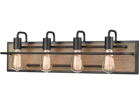 Elk Home Copley 4-Light Matte Black Aspen Brown Vanity Light