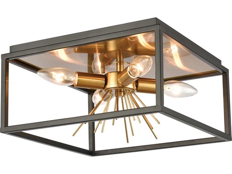 Elk Home Spark 4-Light Matte Black Burnished Brass Flush Mount