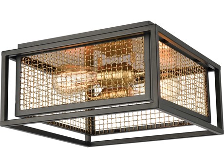 Elk Home Jarvis 2-Light Matte Black Burnished Brass Flush Mount